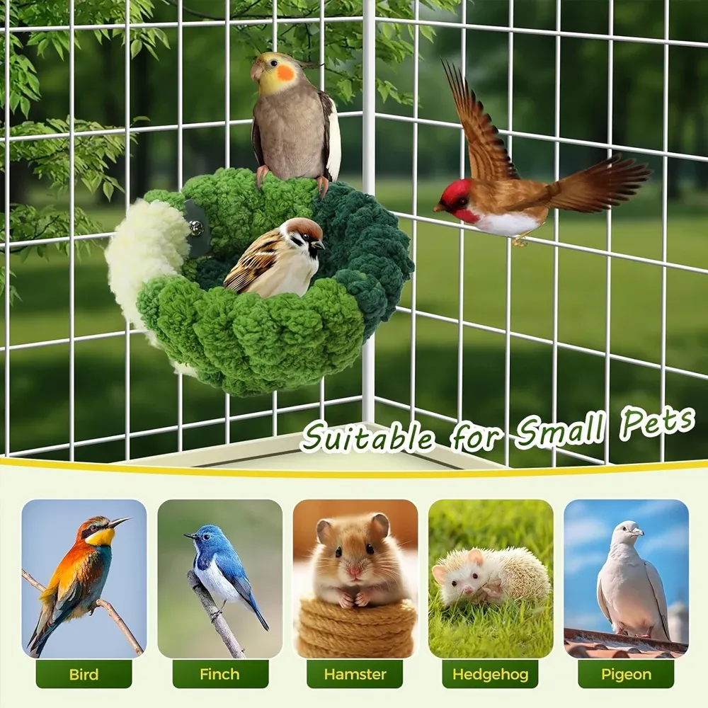 Cozy Bird Nest Plush Round Sleeping Bed House for Small Parrots & Animals - Warm Cage Accessories for Autumn/Winter Comfort thumbnail 3