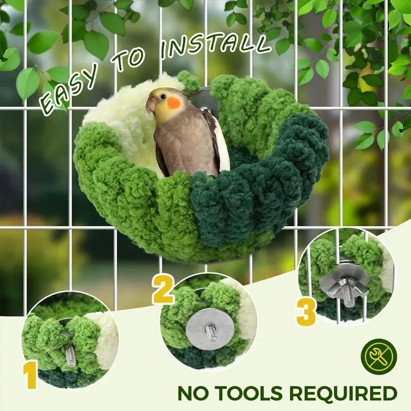 Cozy Bird Nest Plush Round Sleeping Bed House for Small Parrots & Animals - Warm Cage Accessories for Autumn/Winter Comfort showcase 7
