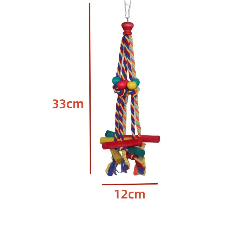 Durable Bird Rope Perch Toy Set for Parrots & Small Birds - Natural Wood Chewing & Training Accessories, Safe & Non-Toxic, Random Colors for Cage Enrichment showcase 5
