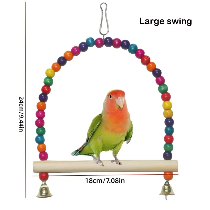 Durable Bird Rope Perch Toy Set for Parrots & Small Birds - Natural Wood Chewing & Training Accessories, Safe & Non-Toxic, Random Colors for Cage Enrichment showcase 7