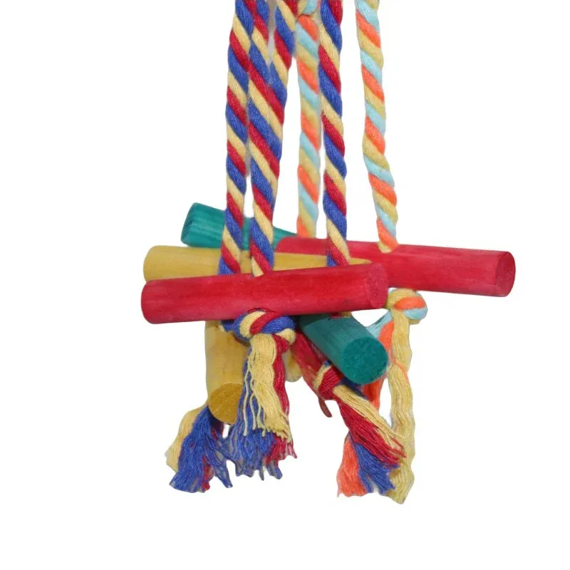 Durable Bird Rope Perch Toy Set for Parrots & Small Birds - Natural Wood Chewing & Training Accessories, Safe & Non-Toxic, Random Colors for Cage Enrichment thumbnail 4