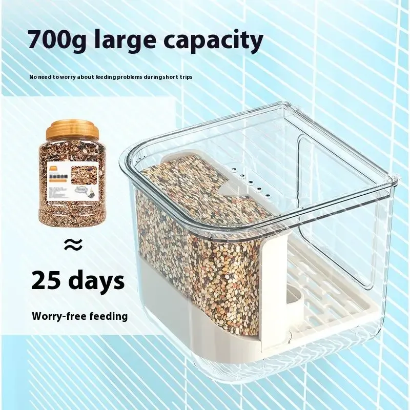 Automatic Bird Feeder Dispenser with Double Slot, Large Capacity Transparent Cage, Splash-Proof Hanging Design for Convenient Pet Bird Feeding showcase 3