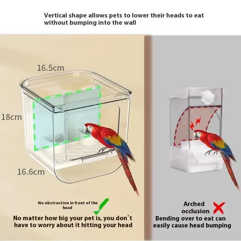 Automatic Bird Feeder Dispenser with Double Slot, Large Capacity Transparent Cage, Splash-Proof Hanging Design for Convenient Pet Bird Feeding showcase 4