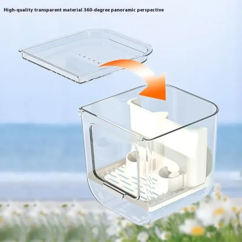 Automatic Bird Feeder Dispenser with Double Slot, Large Capacity Transparent Cage, Splash-Proof Hanging Design for Convenient Pet Bird Feeding showcase 6