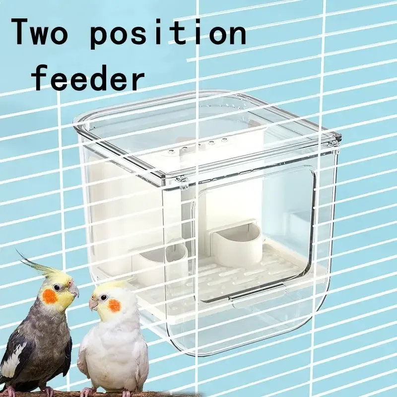 Automatic Bird Feeder Dispenser with Double Slot, Large Capacity Transparent Cage, Splash-Proof Hanging Design for Convenient Pet Bird Feeding showcase 1