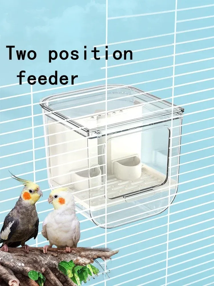 Automatic Bird Feeder Dispenser with Double Slot, Large Capacity Transparent Cage, Splash-Proof Hanging Design for Convenient Pet Bird Feeding showcase 9