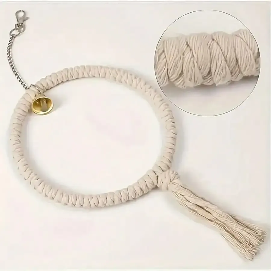 Natural Hemp Rope Bird Toy Ring with Bell - Large 7.87" Small 5.31" Parrot Cage Accessory for Climbing, Chewing, Decorating, and Play thumbnail 4