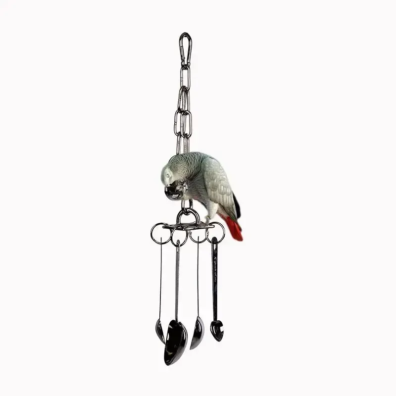 Parrot Stainless Steel Toy Gnawing Climbing Rack for Large Medium Birds, Diamond Gray Puzzle Cage Display Hanging Accessory thumbnail 5