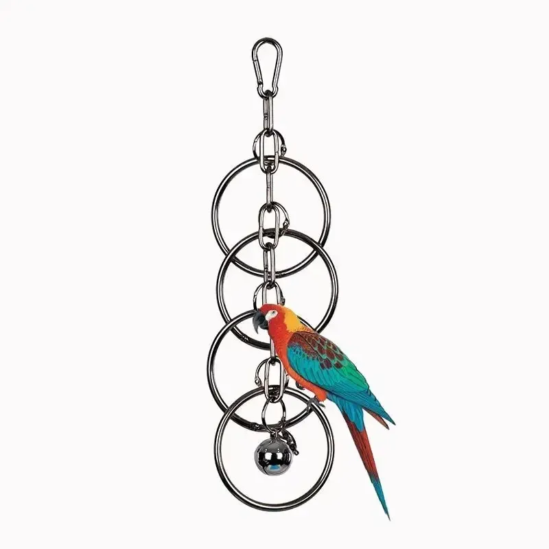Parrot Stainless Steel Toy Gnawing Climbing Rack for Large Medium Birds, Diamond Gray Puzzle Cage Display Hanging Accessory thumbnail 3