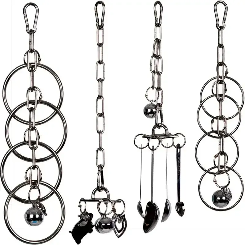 Parrot Stainless Steel Toy Gnawing Climbing Rack for Large Medium Birds, Diamond Gray Puzzle Cage Display Hanging Accessory thumbnail 2