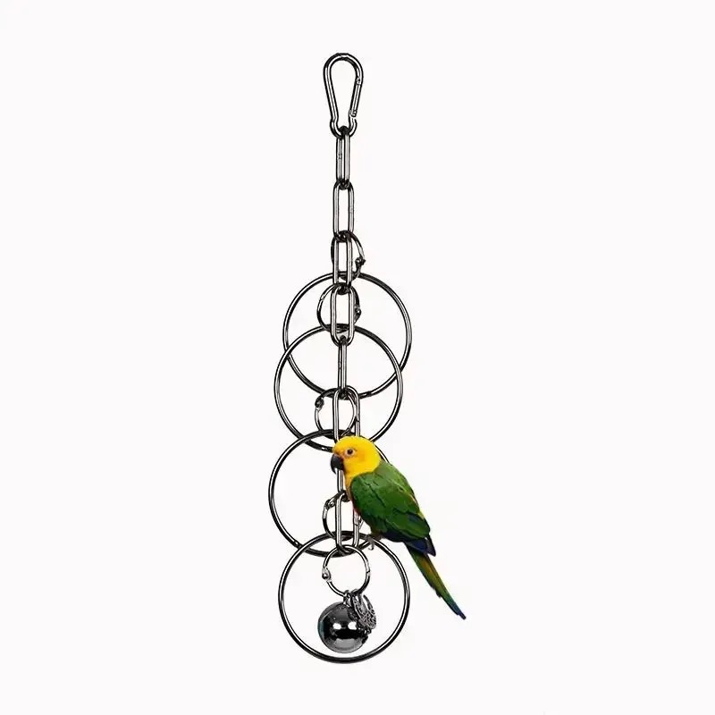Parrot Stainless Steel Toy Gnawing Climbing Rack for Large Medium Birds, Diamond Gray Puzzle Cage Display Hanging Accessory thumbnail 4