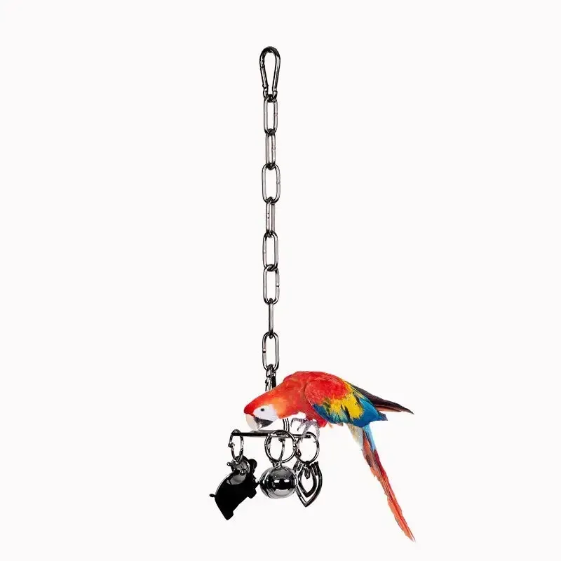 Parrot Stainless Steel Toy Gnawing Climbing Rack for Large Medium Birds, Diamond Gray Puzzle Cage Display Hanging Accessory thumbnail 6