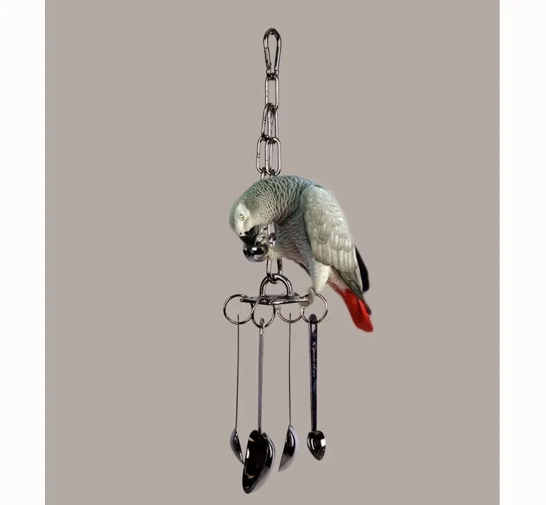 Parrot Stainless Steel Toy Gnawing Climbing Rack for Large Medium Birds, Diamond Gray Puzzle Cage Display Hanging Accessory showcase 6