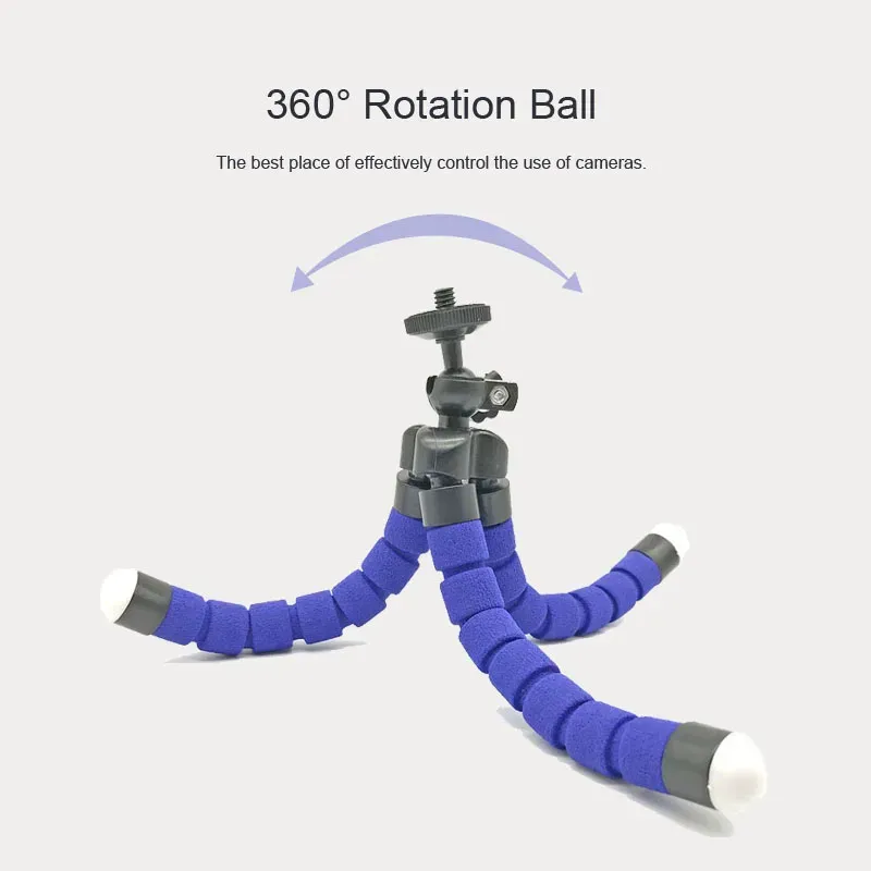 Flexible Mini Octopus Tripod for GoPro Hero 13-3, Action Cameras, Smartphones - 360° Ball Head, Non-Slip Grip, Versatile Mount thumbnail 4