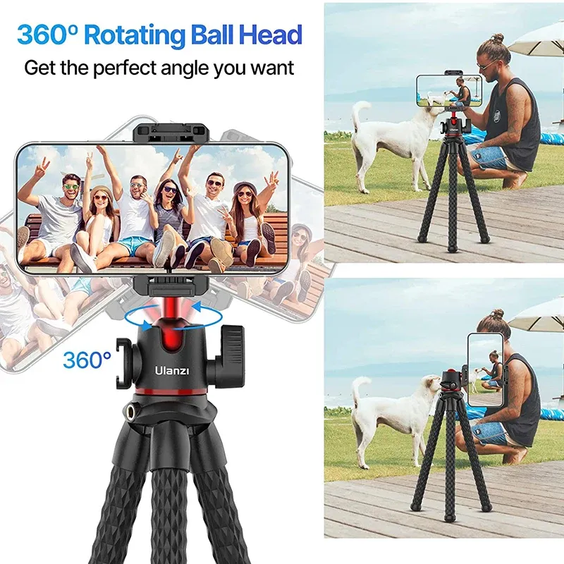VIJIM MT-33 Flexible Octopus Tripod for Phone & Camera, 2-in-1 Design with Phone Holder, Side Cold Shoe Mount, 1/4" Screw, Ideal for Vlogging & Outdoor Photography thumbnail 3