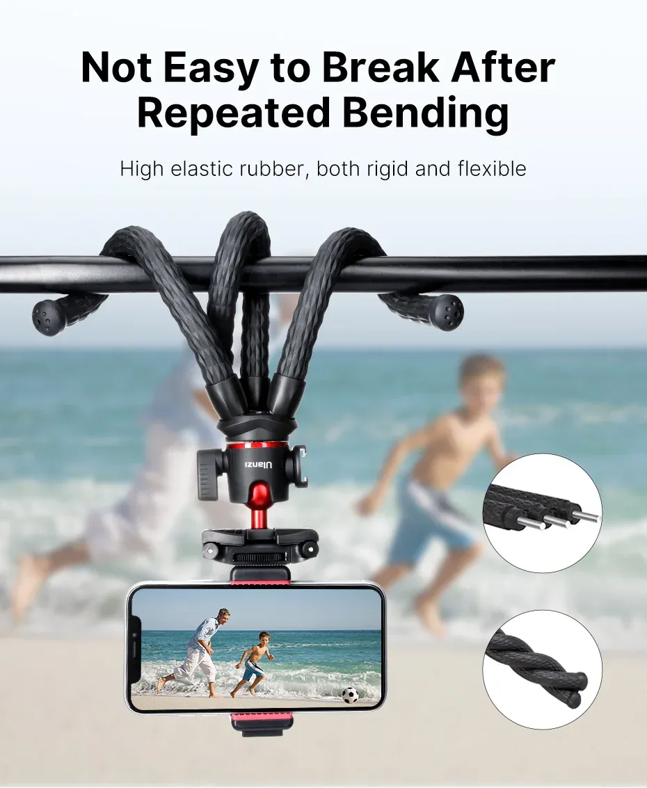VIJIM MT-33 Flexible Octopus Tripod for Phone & Camera, 2-in-1 Design with Phone Holder, Side Cold Shoe Mount, 1/4" Screw, Ideal for Vlogging & Outdoor Photography showcase 5