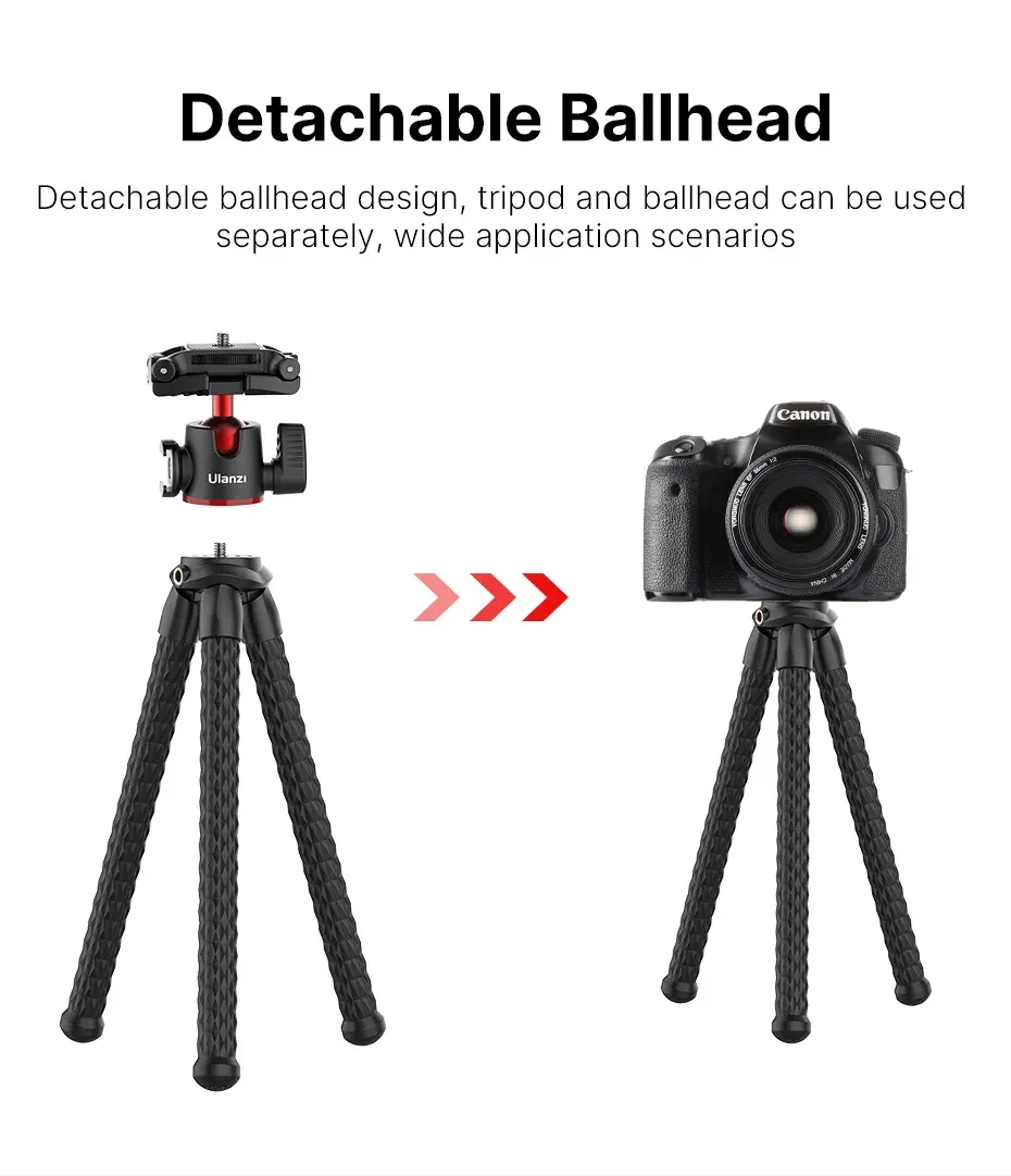 VIJIM MT-33 Flexible Octopus Tripod for Phone & Camera, 2-in-1 Design with Phone Holder, Side Cold Shoe Mount, 1/4" Screw, Ideal for Vlogging & Outdoor Photography showcase 9