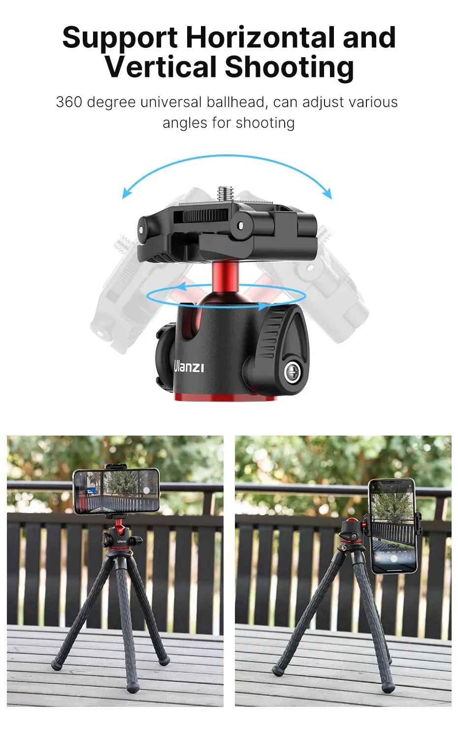 VIJIM MT-33 Flexible Octopus Tripod for Phone & Camera, 2-in-1 Design with Phone Holder, Side Cold Shoe Mount, 1/4" Screw, Ideal for Vlogging & Outdoor Photography showcase 3