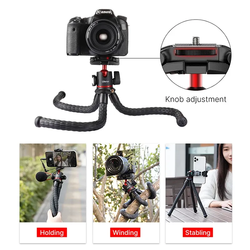 VIJIM MT-33 Flexible Octopus Tripod for Phone & Camera, 2-in-1 Design with Phone Holder, Side Cold Shoe Mount, 1/4" Screw, Ideal for Vlogging & Outdoor Photography thumbnail 6