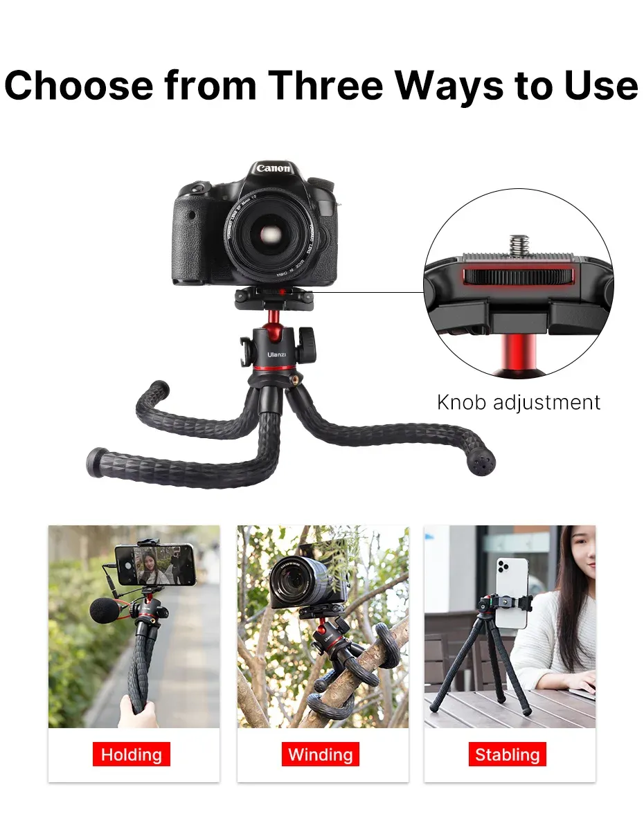 VIJIM MT-33 Flexible Octopus Tripod for Phone & Camera, 2-in-1 Design with Phone Holder, Side Cold Shoe Mount, 1/4" Screw, Ideal for Vlogging & Outdoor Photography showcase 6