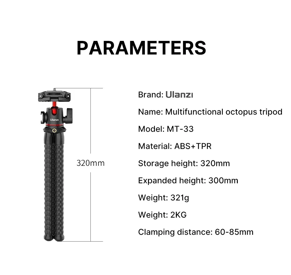 VIJIM MT-33 Flexible Octopus Tripod for Phone & Camera, 2-in-1 Design with Phone Holder, Side Cold Shoe Mount, 1/4" Screw, Ideal for Vlogging & Outdoor Photography showcase 11