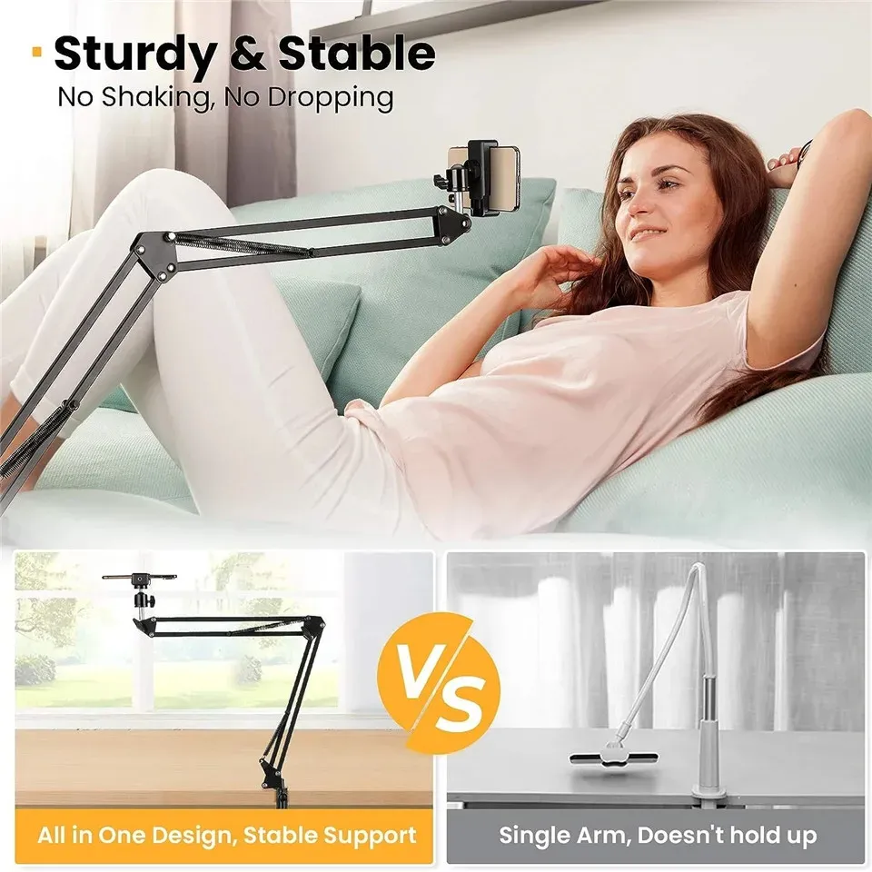 Flexible Gooseneck Phone Tripod Stand with Bluetooth Remote for Live Streaming, Video Recording, Overhead Shots - Adjustable Desk Mount for Phones, Cameras, Microphones showcase 6