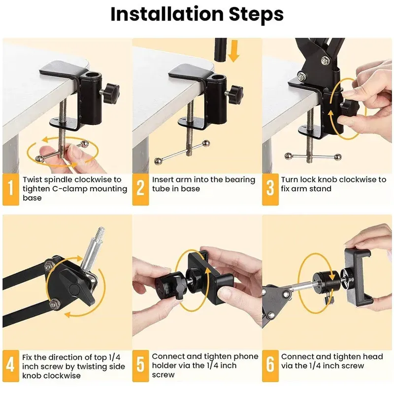 Flexible Gooseneck Phone Tripod Stand with Bluetooth Remote for Live Streaming, Video Recording, Overhead Shots - Adjustable Desk Mount for Phones, Cameras, Microphones thumbnail 4