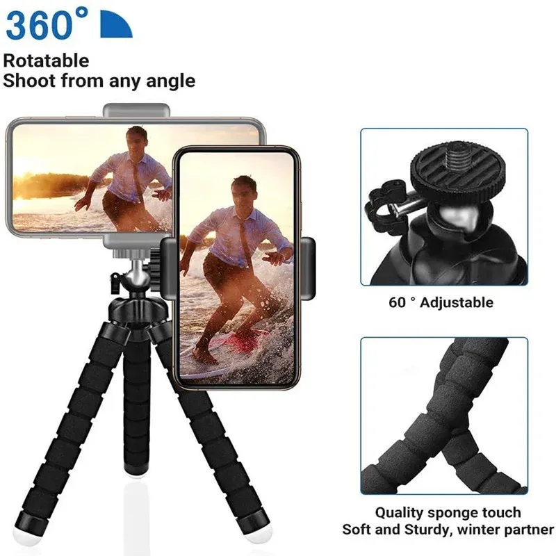 Mini Universal Octopus Tripod Stand for Phone, Camera, Webcam - Flexible Legs, Portable Monopod Holder for Smartphones & Mini Cameras thumbnail 5