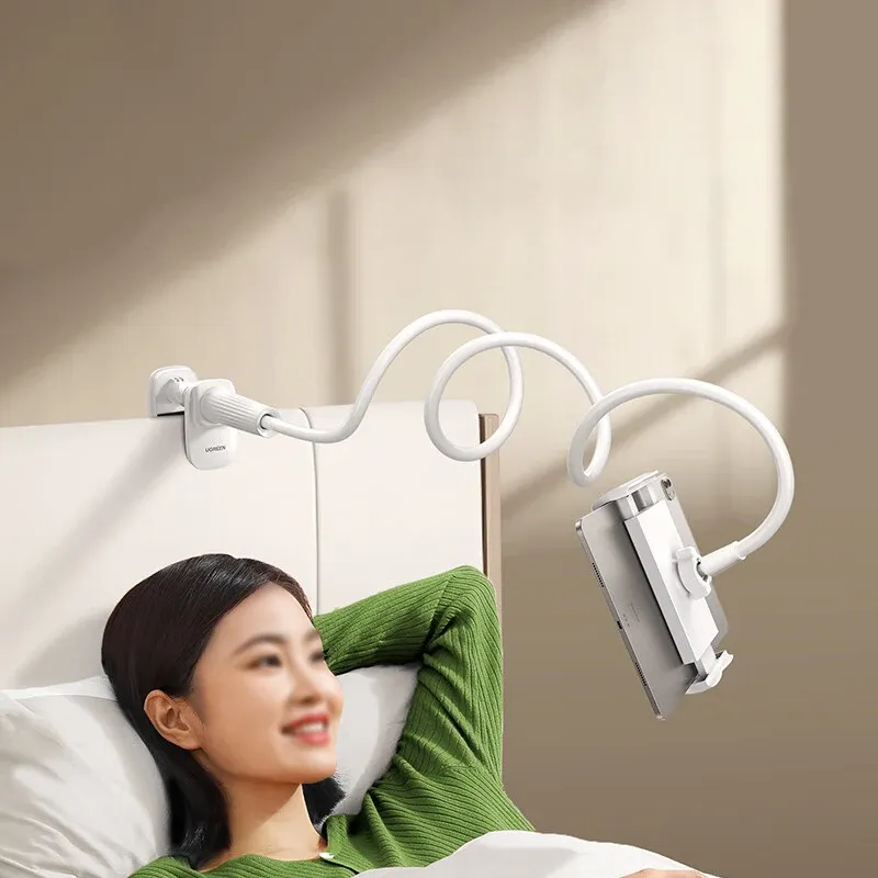 Flexible Gooseneck Tablet Holder Stand - 360° Rotatable Clip Mount for 4-11" Phones & Tablets, Bedside Mount for iPad & More