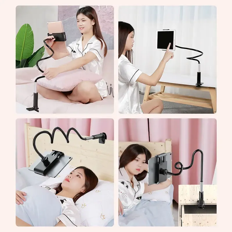 Flexible Gooseneck Tablet Holder Stand - 360° Rotatable Clip Mount for 4-11" Phones & Tablets, Bedside Mount for iPad & More thumbnail 2