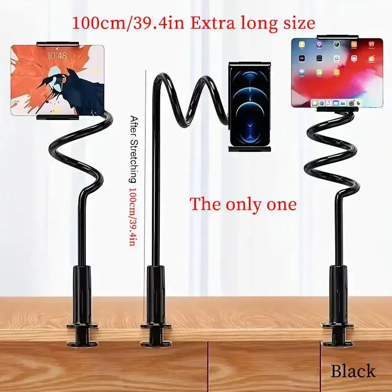 Flexible Gooseneck Tablet Holder Stand - 360° Rotatable Clip Mount for 4-11" Phones & Tablets, Bedside Mount for iPad & More thumbnail 4