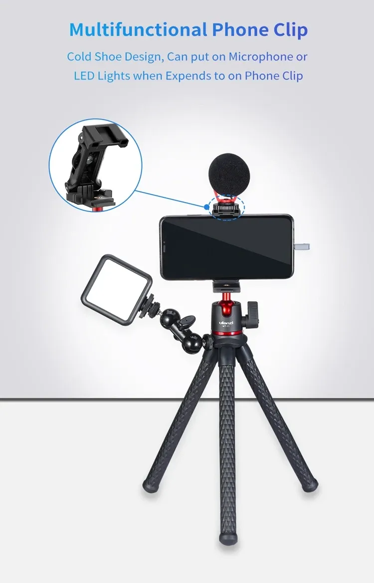 Ulanzi MT-11 Flexible Octopus Tripod for Phone, DSLR Camera, GoPro with Bluetooth Remote - Mini Legs, Ballhead, Cold Shoe Mount for iPhone, Video Recording showcase 4