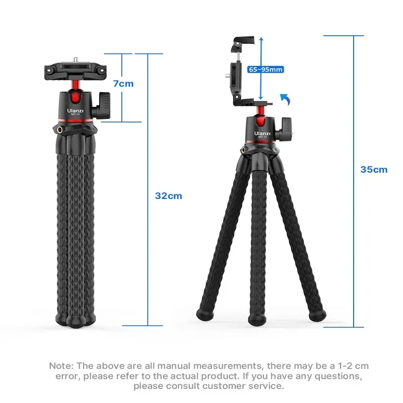 Ulanzi MT-11 Flexible Octopus Tripod for Phone, DSLR Camera, GoPro with Bluetooth Remote - Mini Legs, Ballhead, Cold Shoe Mount for iPhone, Video Recording thumbnail 2