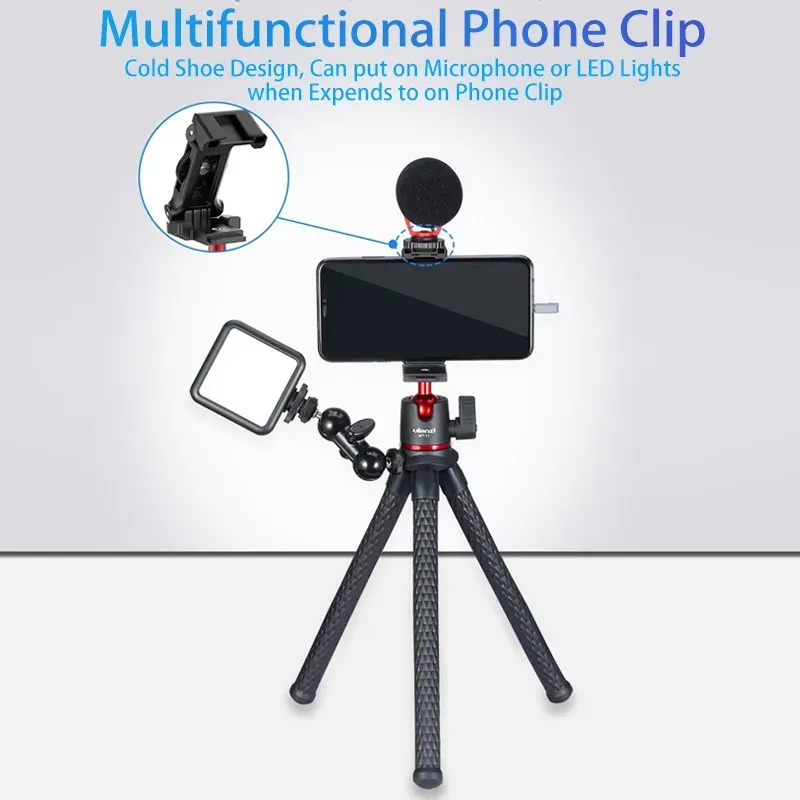 Ulanzi MT-11 Flexible Octopus Tripod for Phone, DSLR Camera, GoPro with Bluetooth Remote - Mini Legs, Ballhead, Cold Shoe Mount for iPhone, Video Recording thumbnail 3