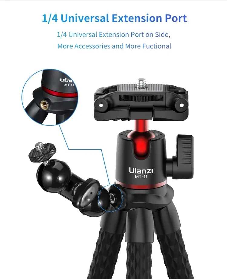 Ulanzi MT-11 Flexible Octopus Tripod for Phone, DSLR Camera, GoPro with Bluetooth Remote - Mini Legs, Ballhead, Cold Shoe Mount for iPhone, Video Recording showcase 5