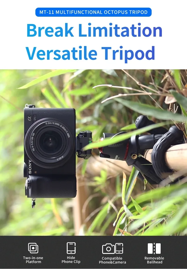 Ulanzi MT-11 Flexible Octopus Tripod for Phone, DSLR Camera, GoPro with Bluetooth Remote - Mini Legs, Ballhead, Cold Shoe Mount for iPhone, Video Recording showcase 2