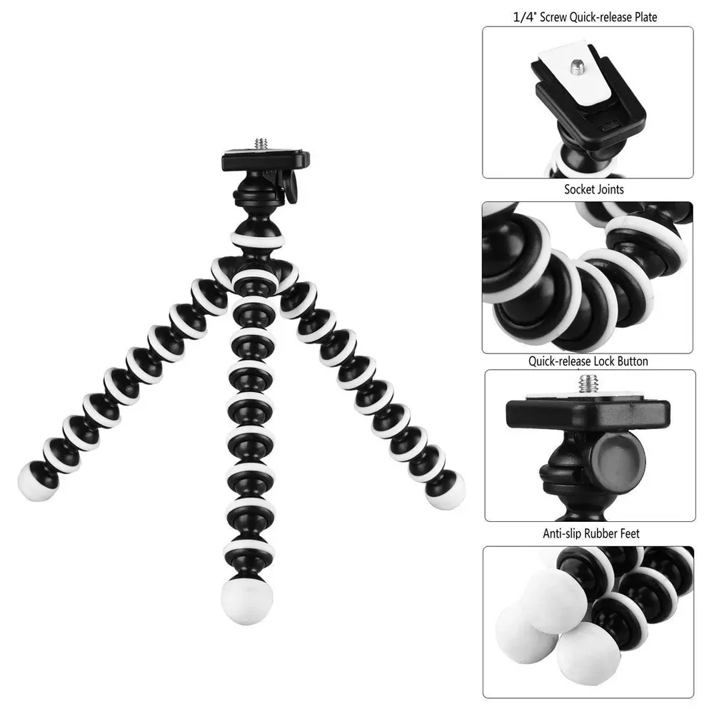 Octopus Flexible Tripod Stand for Smartphone, DSLR, Camera - Portable, Adjustable Legs, Universal 1/4" Screw Mount for Photography & Videography thumbnail 2