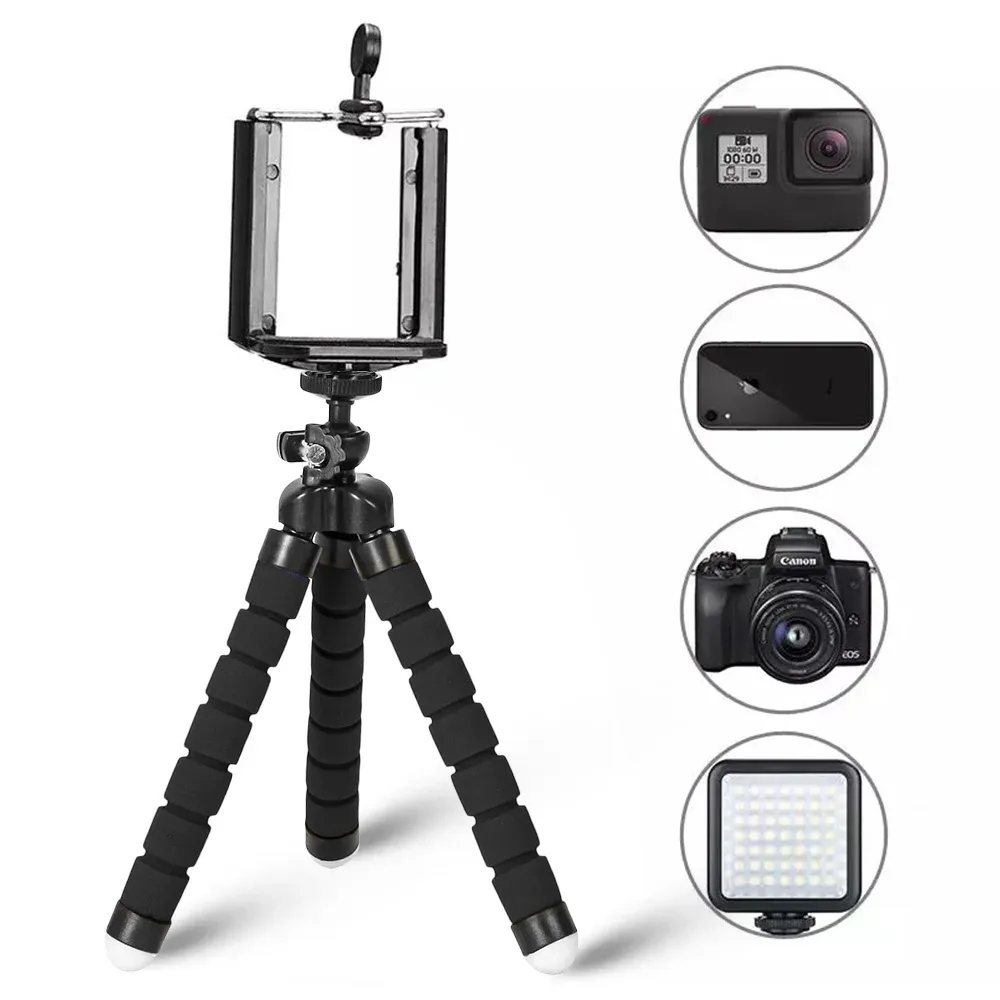Flexible Sponge Octopus Mini Tripod for iPhone & Small Cameras - Portable, Lightweight Phone Holder with Adjustable Clip Stand for Travel & Vlogging showcase 3
