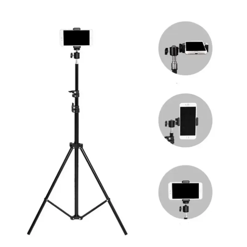 Foldable Extendable Phone Tripod Stand 56cm-160cm, Portable Monopod with Holder for Live Streaming, Video Recording, Selfie, Compatible with Phones and Cameras thumbnail 6
