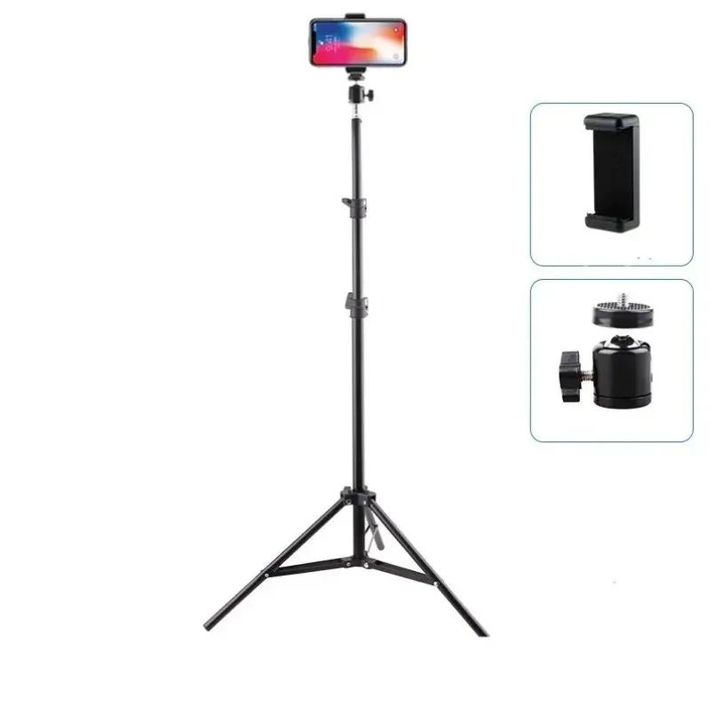 Foldable Extendable Phone Tripod Stand 56cm-160cm, Portable Monopod with Holder for Live Streaming, Video Recording, Selfie, Compatible with Phones and Cameras showcase 3