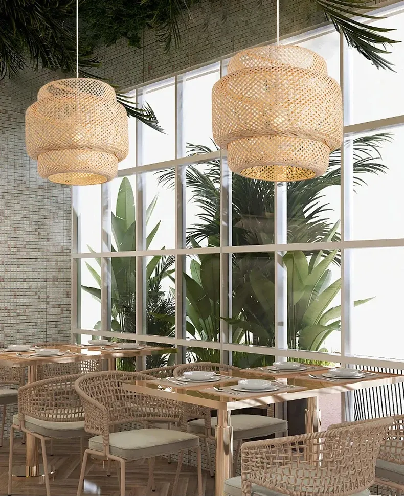 Modern Hand-Woven Bamboo Pendant Light Chandelier - 30cm Natural Bamboo Art Lantern for Dining Room, Bedroom, and Living Spaces showcase 8