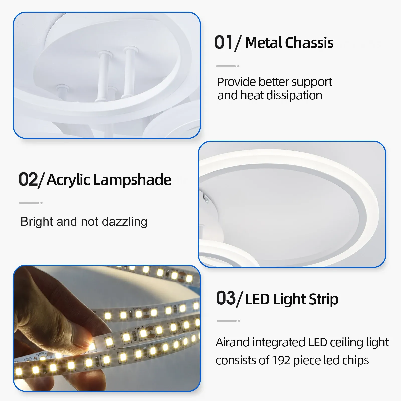 Modern LED Chandelier Ring Ceiling Light Fixture, 3-Color Dimmable Chandelier for Living Room, Bedroom, Dining Room, APP/Remote Control, 43W/75W thumbnail 6