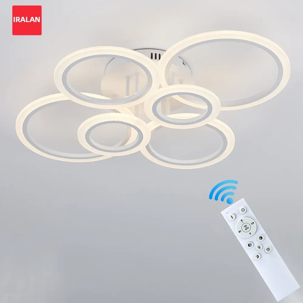 Modern LED Chandelier Ring Ceiling Light Fixture, 3-Color Dimmable Chandelier for Living Room, Bedroom, Dining Room, APP/Remote Control, 43W/75W thumbnail 1
