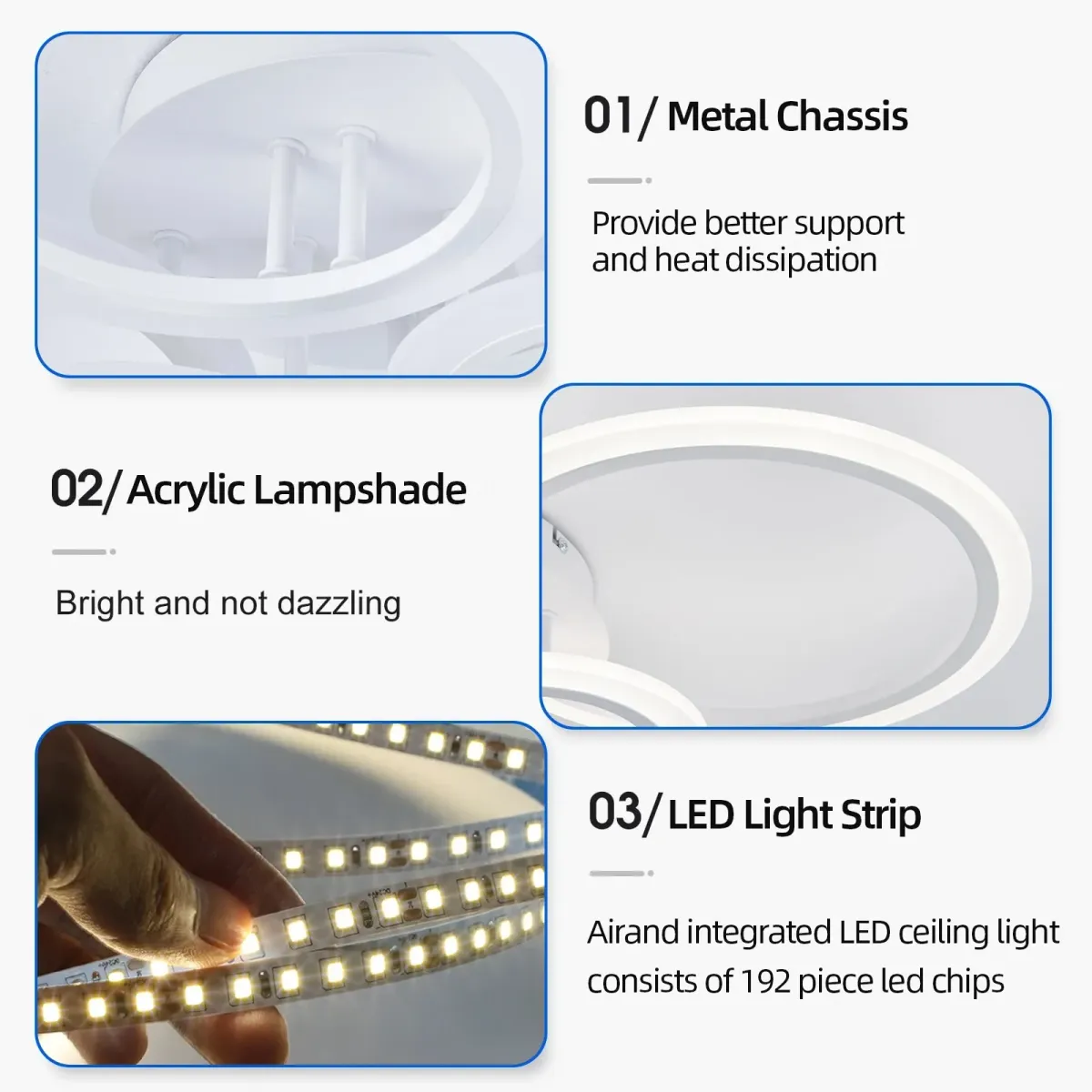 Modern LED Chandelier Ring Ceiling Light Fixture, 3-Color Dimmable Chandelier for Living Room, Bedroom, Dining Room, APP/Remote Control, 43W/75W showcase 6