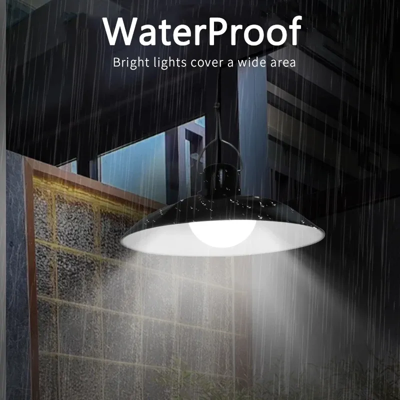 Solar Pendant Light with Remote Control - Dual Head LED Chandelier for Outdoor Garden, Camping, Patio - Energy Efficient White Light thumbnail 5