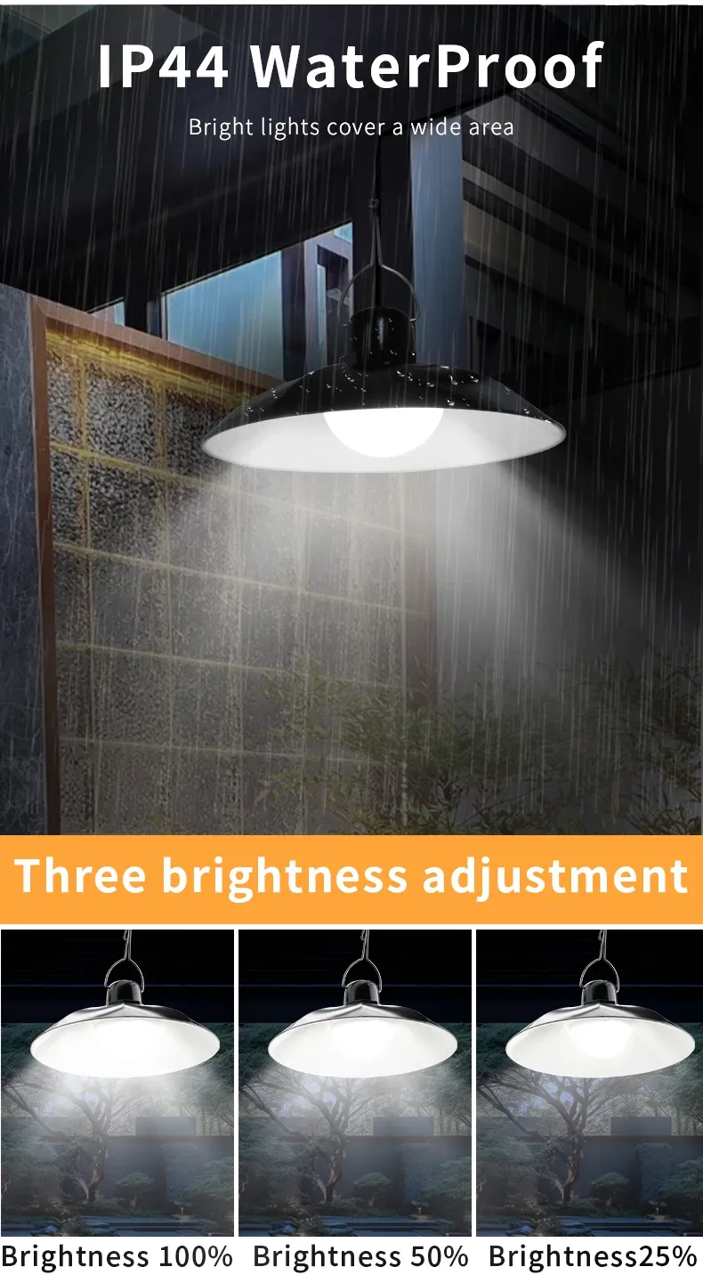 Solar Pendant Light with Remote Control - Dual Head LED Chandelier for Outdoor Garden, Camping, Patio - Energy Efficient White Light showcase 4