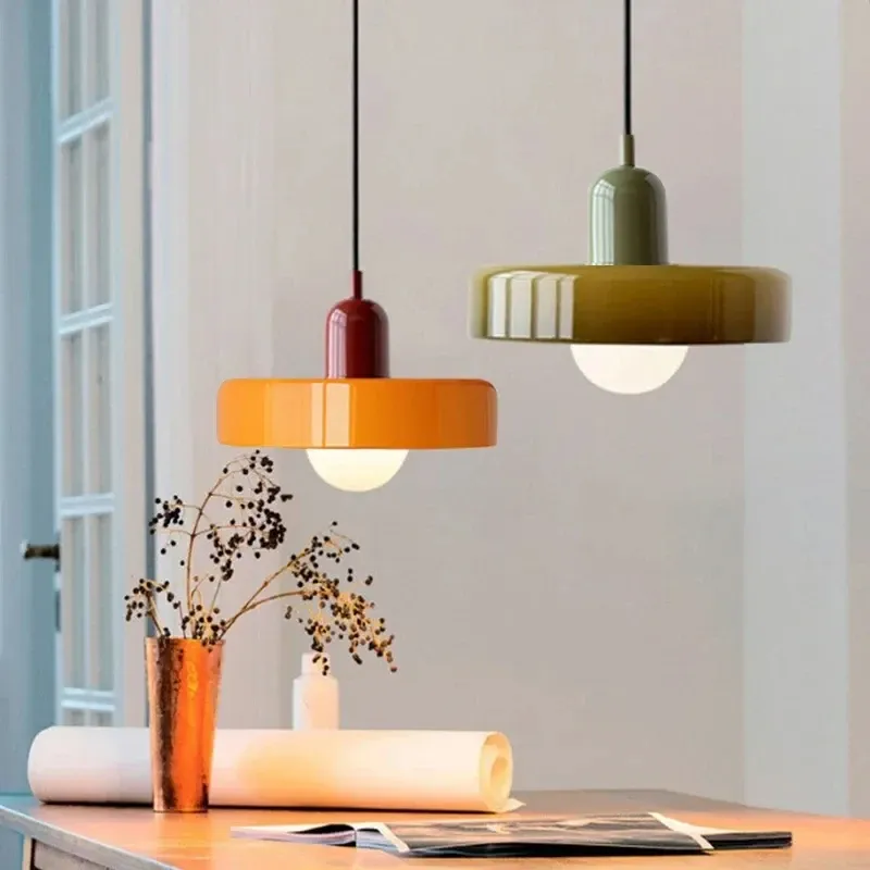 Nordic Bauhaus Glass Chandelier Retro Pendant Light Fixture for Dining Room, Living Room, Bedroom, Bar, Cafe - Adjustable 1.4M Cord, E27 Warm LED Bulb Compatible thumbnail 3
