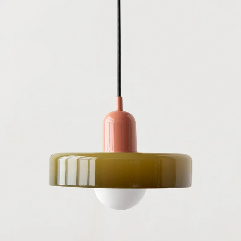 Nordic Bauhaus Glass Chandelier Retro Pendant Light Fixture for Dining Room, Living Room, Bedroom, Bar, Cafe - Adjustable 1.4M Cord, E27 Warm LED Bulb Compatible thumbnail 2