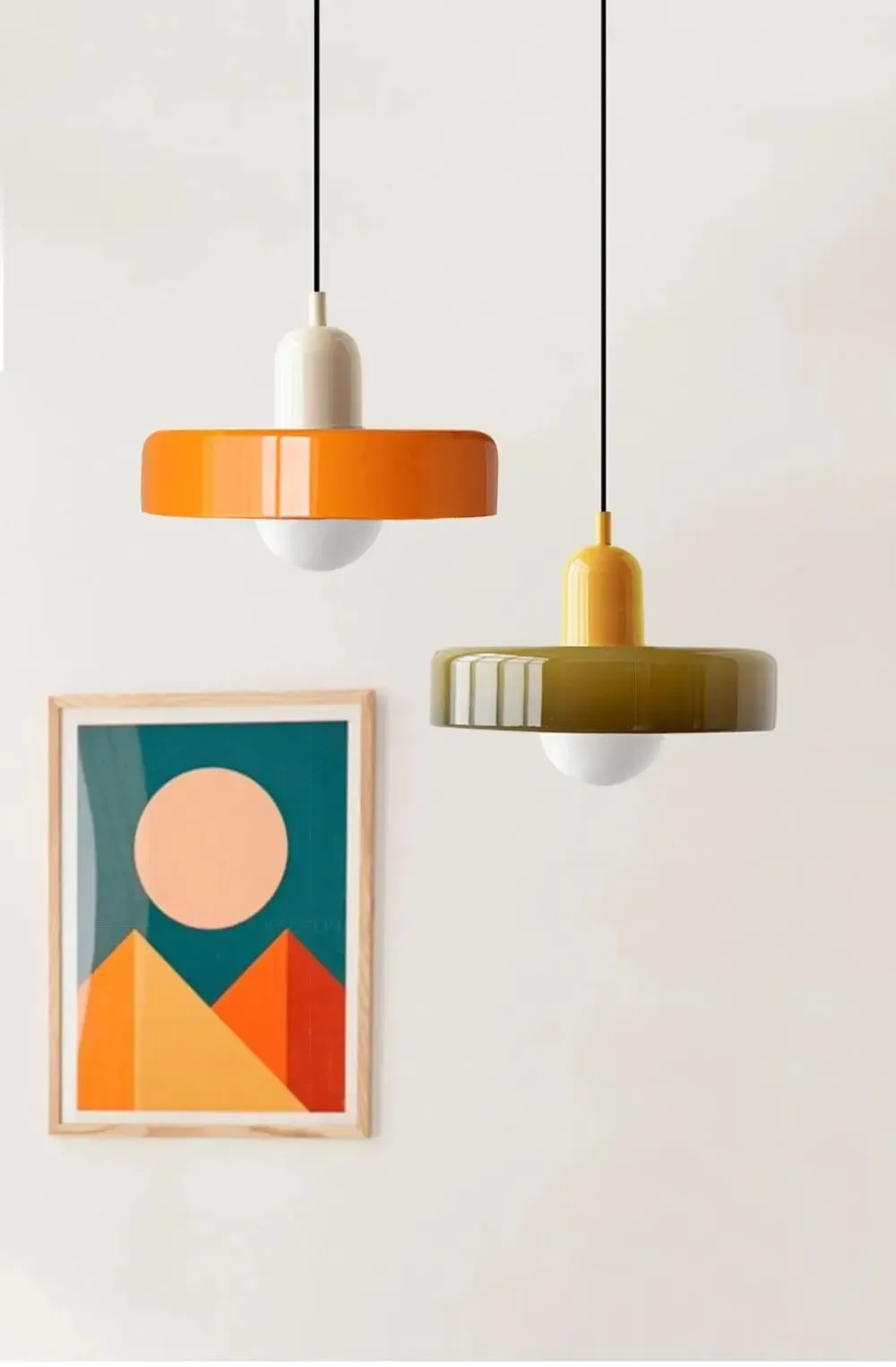 Nordic Bauhaus Glass Chandelier Retro Pendant Light Fixture for Dining Room, Living Room, Bedroom, Bar, Cafe - Adjustable 1.4M Cord, E27 Warm LED Bulb Compatible showcase 13