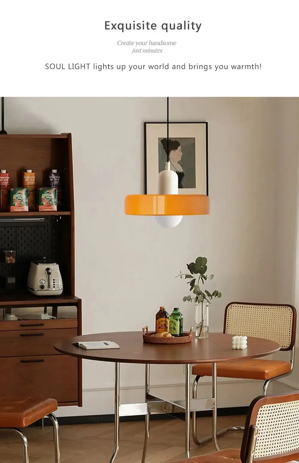 Nordic Bauhaus Glass Chandelier Retro Pendant Light Fixture for Dining Room, Living Room, Bedroom, Bar, Cafe - Adjustable 1.4M Cord, E27 Warm LED Bulb Compatible showcase 15